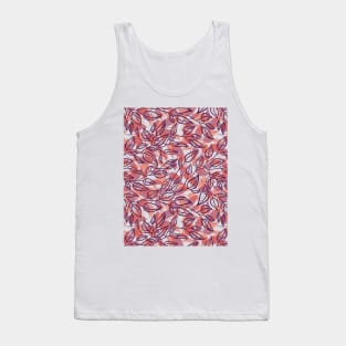 Minimalist Leaf Line Art Illustration as a Seamless Surface Pattern Design Tank Top